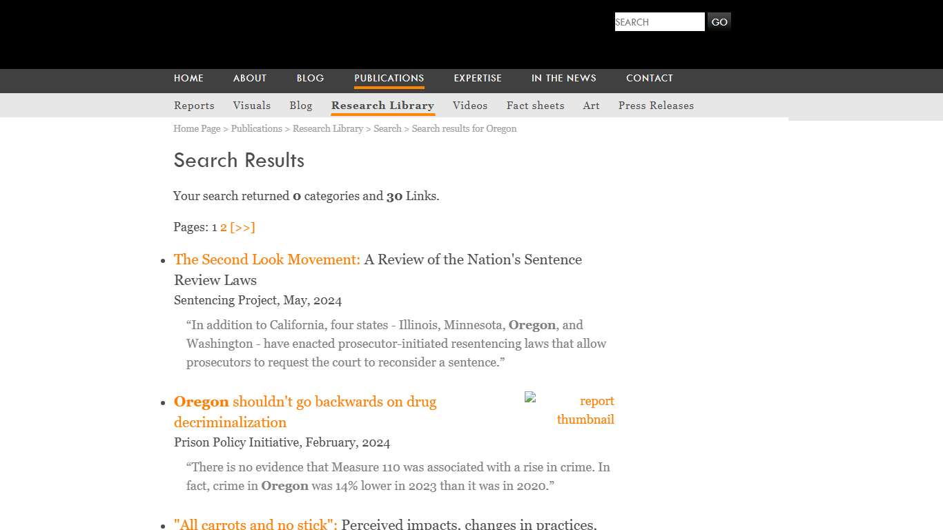 Prison Policy Initiative Research Database: Search results